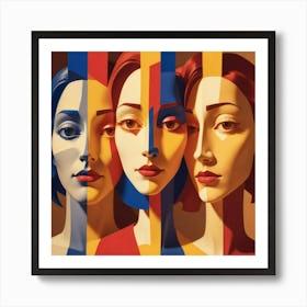 Three Women'S Faces 3 Art Print