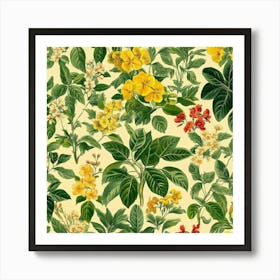 Yellow Flowers On A White Background Art Art Print