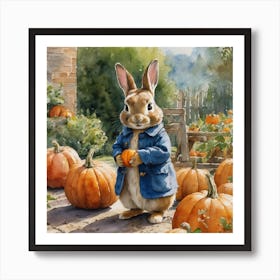 Peter Rabbit With Pumpkin Art Print