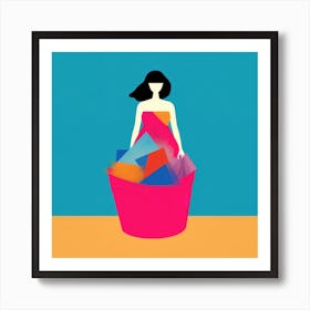 Woman In A Basket 12 Art Print