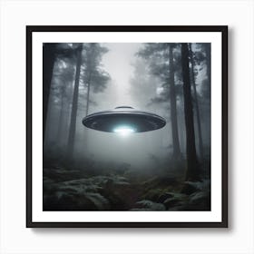 Alien Spacecraft In The Forest Art Print
