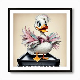 Duck On Piano Art Print