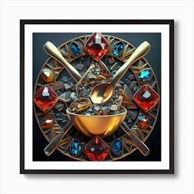 Logo made of gemstones extracted with a tablespoon. 12 Art Print