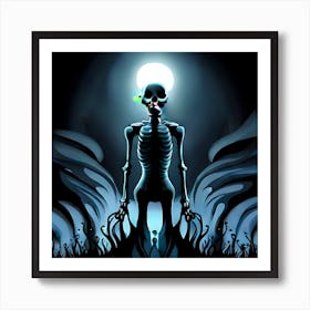 Skeleton In The Night Art Print