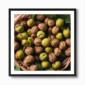 Walnuts In A Basket 3 Art Print