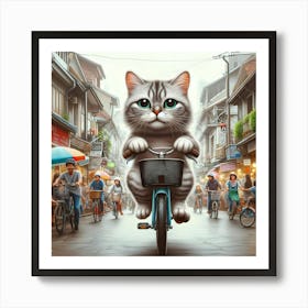 Cat On A Bike Art Print