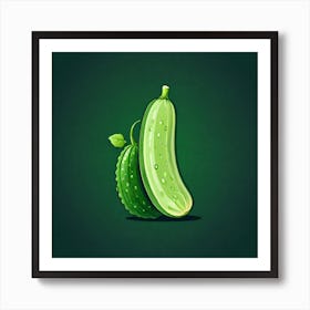Cucumber On Green Background 2 Art Print