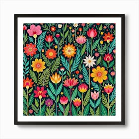 Flowers In A Garden Art Print