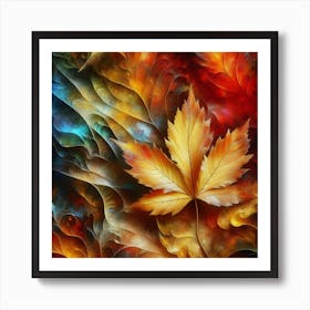 Autumn Leaf Abstract Painting Art Print