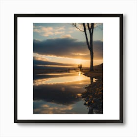 Sunset At The Lake Art Print