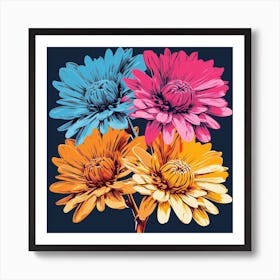Andy Warhol Style Pop Art Flowers Chrysanthemum 2 Square Art Print