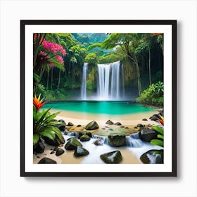 Waterfall In The Jungle 1 Art Print