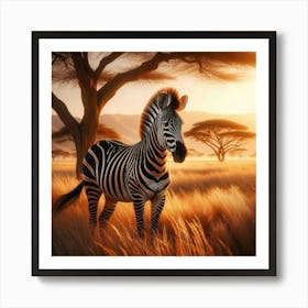 Zebra At Sunset Art Print