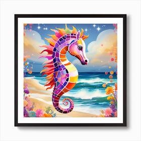 Seahorse, Mosaic art Art Print