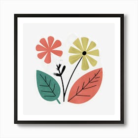 Flowers On A Black Background 3 Art Print