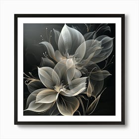 Flowers On A Black Background Art Print