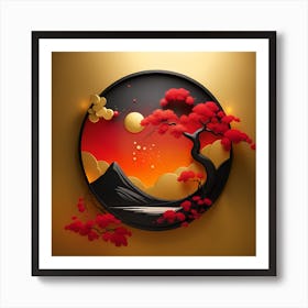 Japanese Art Texture Monochromatic Art Print