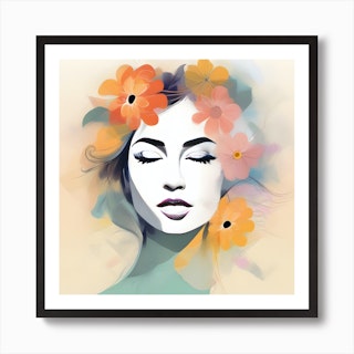 Watercolor Floral Woman #1 Art Print by Chromatic Fusion Studio - Fy