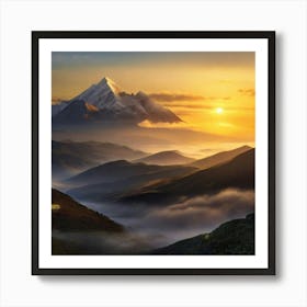 Sunrise Over Mountains Art Print