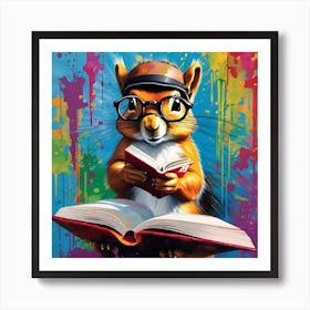 Squirrel Reading A Book 1 Art Print