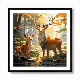 Deer In The Forest 2 Art Print