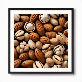 Almonds On A Black Background 7 Art Print