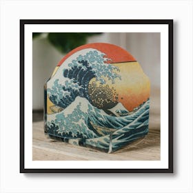Great Kanagawa Acrylic Ramen Block 3d Render 11 Art Print