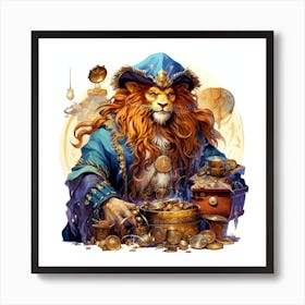 Lion and treasure Art Print