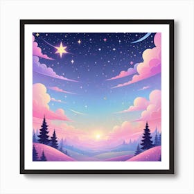 Sky With Twinkling Stars In Pastel Colors Square Composition 90 Art Print