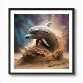 Sculpture of Dolphin made of stone & sand 1 Art Print