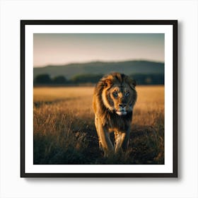 Lion Walking In The Field 1 Art Print