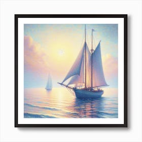 Lonely sailboat 2 Art Print