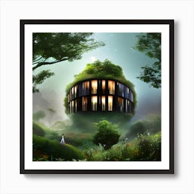 Futuristic House In The Forest Art Print