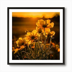 Firefly Golden Hour Floral Glow Flowers In A Warm, Golden Light, Similar To 6 But Perhaps With A D (4) Art Print