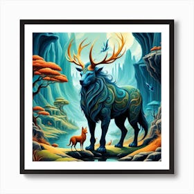 Deer In The Forest 4 Art Print