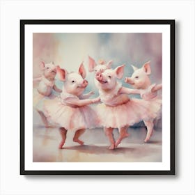 Ballerina Pigs Art Print