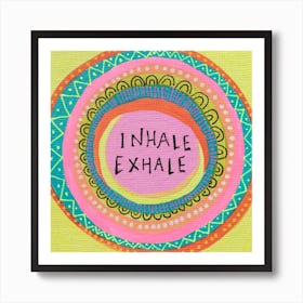 Inhale Exhale Yellow Bright Mandala Art Print