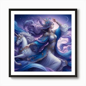 Mermaid And Unicorn Art Print