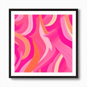 Abstract Pink Wavy Pattern Art Print