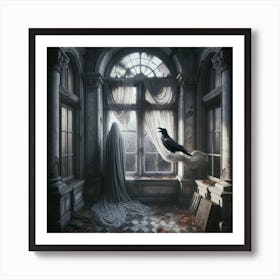 Crow In The Window Art Print