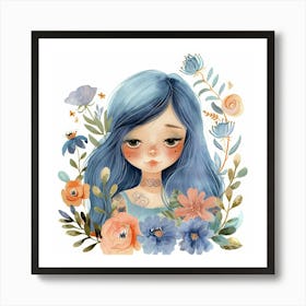 Girl With Blue Hair 8 Art Print