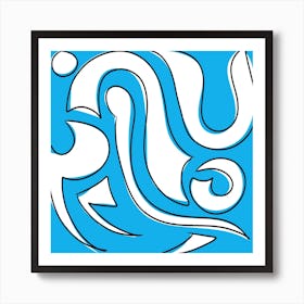 Blue Hare - abstract hare from an original painting Art Print