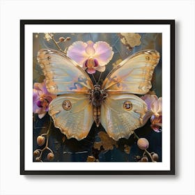 Butterfly With Orchids 6 Art Print