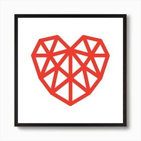 Heart Geometric Abstract Minimalist Simple Red 5 Art Print