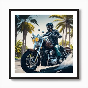 Harley-Davidson Motorcycle Rider Art Print