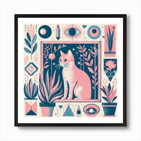 Cat In A Pot Art Print