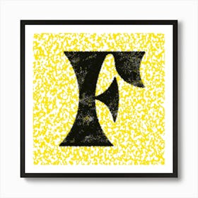 F Typography Punky Spike Yellow Square Art Print