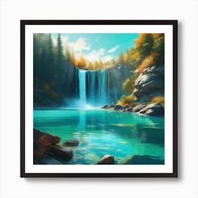 Waterfall In The Forest 44 Art Print