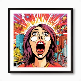 Pop Woman Screaming Art Print