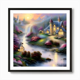 River Water Light House Home Architecture Path Art Print